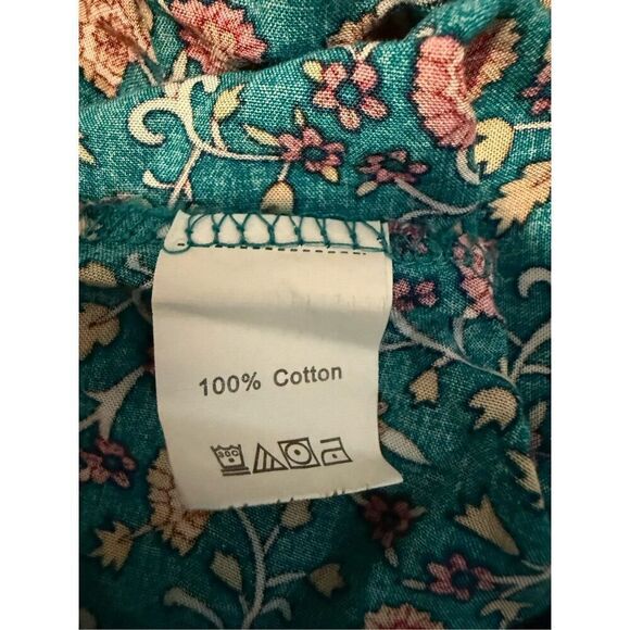 Pretty Garden Floral Cotton Plunge Tie Belt Split Maxi Dress Multicolor Medium - Picture 5 of 5
